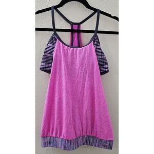 Nike Womens Layered Sport Tank Top Fuchsia Pink Blast Explosion Size Medium